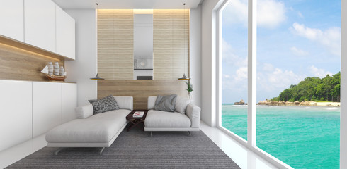 Obraz na płótnie Canvas 3D interior with bedroom and living room