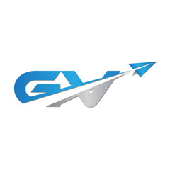 initial letter GV logo origami paper plane