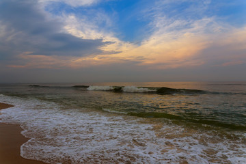 Beautiful sunset over the sea with a view
