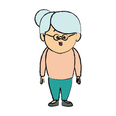 cartoon woman with pants skirt and shirt clothes standing