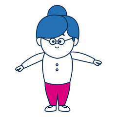 cartoon woman with pants skirt and shirt clothes standing