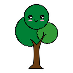 kawaii tree icon over white background colorful design vector illustration