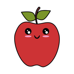 kawaii apple fruit icon over white background vector illustration