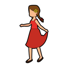 woman wearing a typical dress
 icon over white background colorful design vector illustration