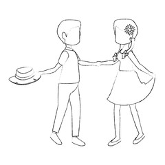 couple dancing icon over white background vector illustration