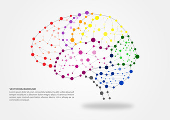 Colorful brain mapping concept with dots, circles and lines