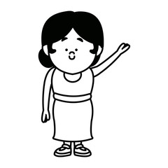 standing woman character people cartoon