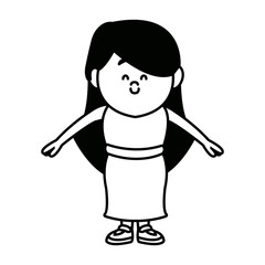 standing woman character people cartoon
