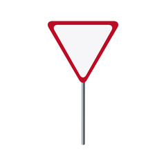 red sign danger triangle road empty