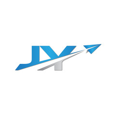 initial letter JY logo origami paper plane