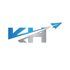 initial letter KH logo origami paper plane