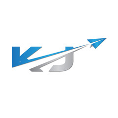 initial letter KJ logo origami paper plane