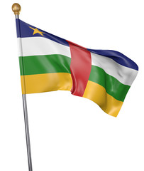 National flag for country of Central African Republic isolated on white background, 3D rendering