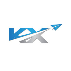 initial letter KX logo origami paper plane