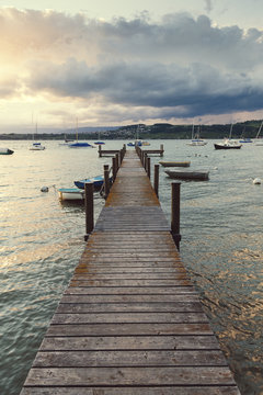 Wooden Dock in a Swiss Lake
