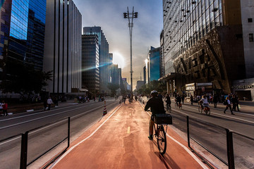 Riding a bike in the sunset