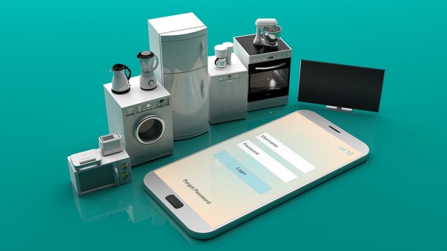 Home appliances on a smartphone. 3d illustration