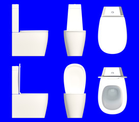 3d rendering a set of toilet seat isolated on a blue background for easy to split out.