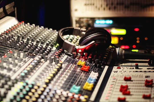 Buttons of a professional audio recording studio