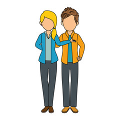 Fototapeta na wymiar avatar couple with casual clothes icon over white background colorful design vector illustration