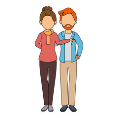 avatar couple with casual clothes icon over white background colorful design vector illustration