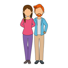 avatar couple with casual clothes icon over white background colorful design vector illustration