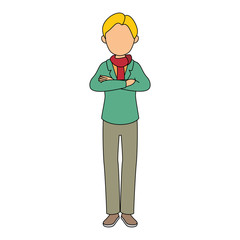 avatar man standing and wearing casual clothes icon over white background colorful design vector illustration