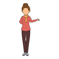 avatar woman standing and wearing casual clothes icon over white background colorful design  vector illustration