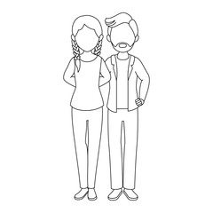 avatar couple with casual clothes icon over white background vector illustration