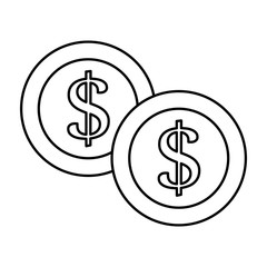 money coins icon over white background vector illustration