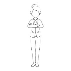 avatar woman standing and wearing casual clothes icon over white background vector illustration
