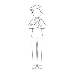 avatar man standing and wearing casual clothes icon over white background vector illustration