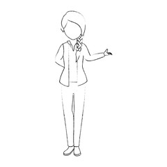 avatar woman standing and wearing casual clothes icon over white background vector illustration