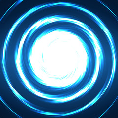 Abstract technology circles, glowing spiral, neon style