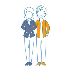 avatar couple with casual clothes icon over white background colorful design vector illustration