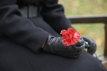 Woman in mourning at a funeral