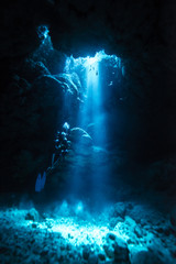 Sunbeam into the underwater cave