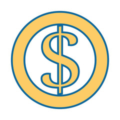 money coin icon over white background vector illustration