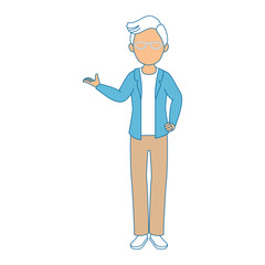 avatar man standing and wearing casual clothes icon over white background colorful design  vector illustration