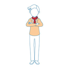 avatar man standing and wearing casual clothes icon over white background colorful design  vector illustration
