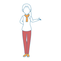 avatar woman standing and wearing casual clothes icon over white background colorful design  vector illustration