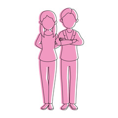 avatar couple with casual clothes icon over white background colorful design vector illustration