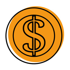 money coin icon over white background vector illustration