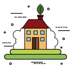 Colorful eco house over white background vector illustration