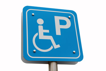 Handicapped sign mark of car parking of disabled isolated on white background. who having a physical or mental condition that limits movements or activities.