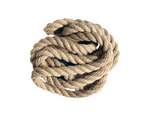rope made of coarse hemp.  isolate on white background without shadows. easy to cut for your project.