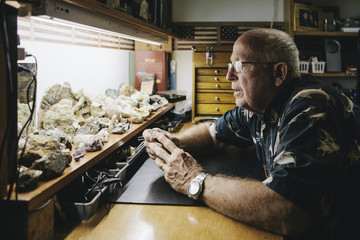 Man with Rock Collection