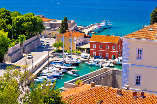 Famous Fosa harbor in Zadar aerial view
