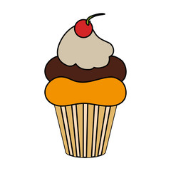 delicious cupcake with cherry vector illustration design