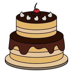 delicious cake with cherry celebration icon vector illustration design